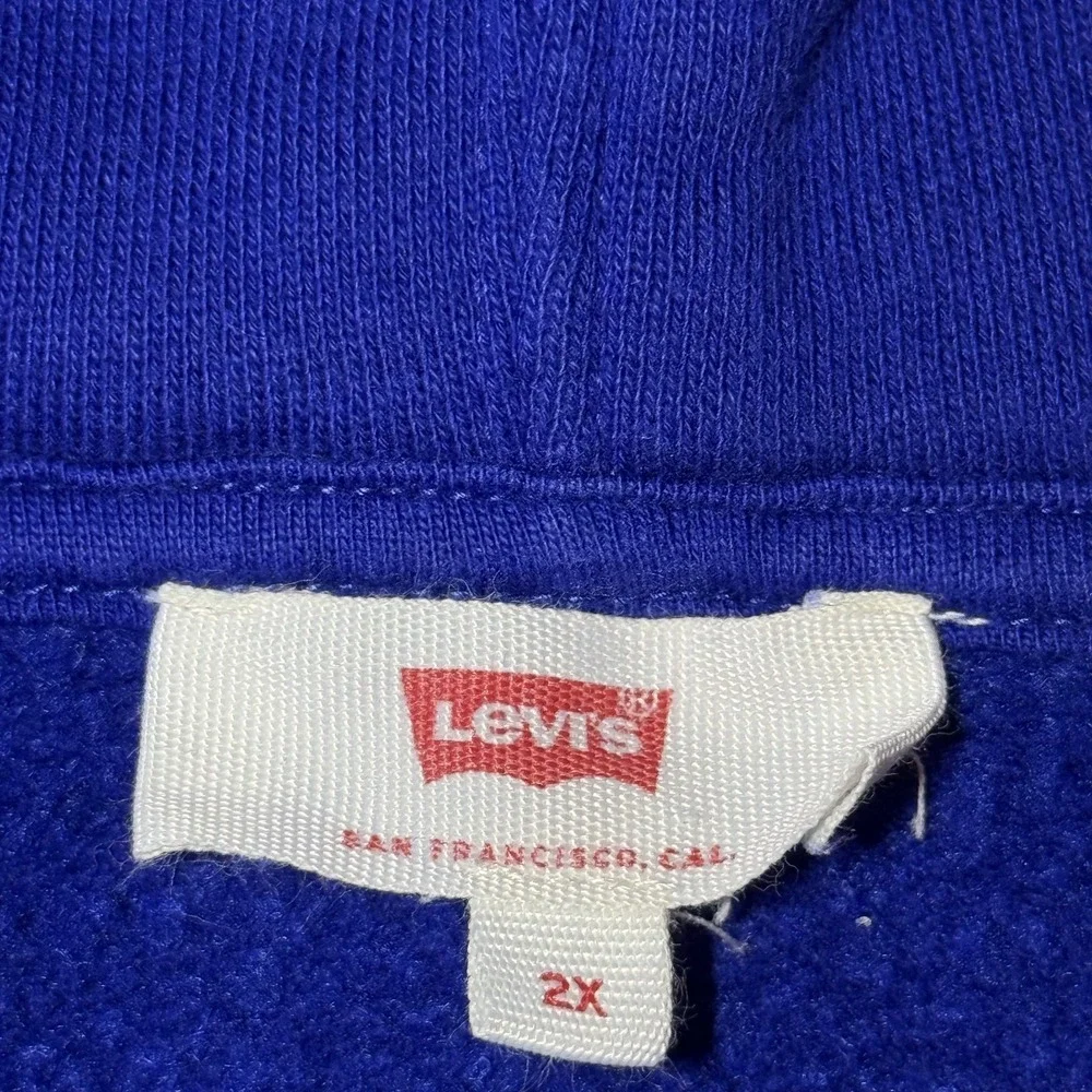 Levi's Blue Logo Hoodie Mens‎ 2XL Pullover Sweatshirt Big Logo